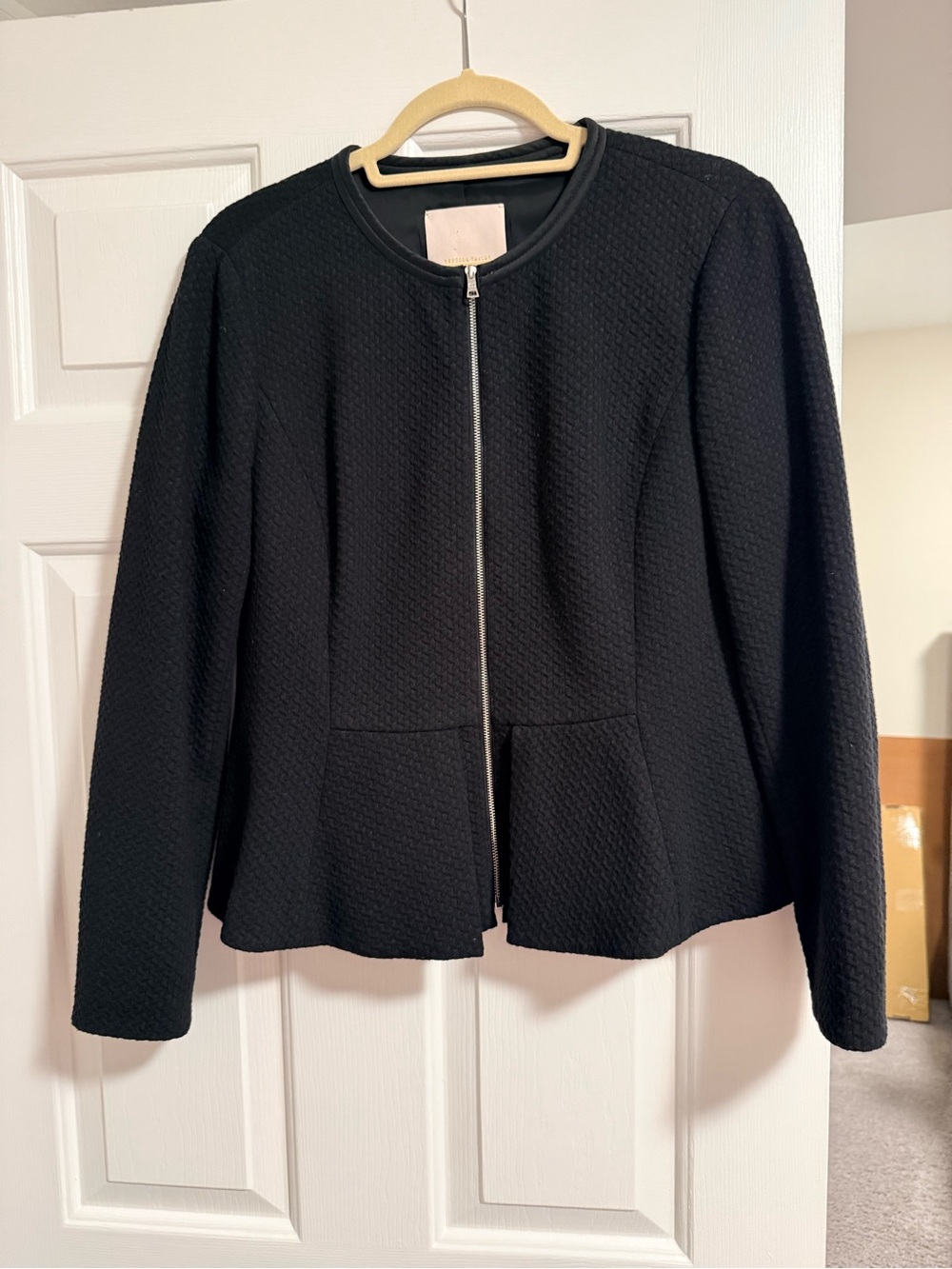 Rebecca Taylor Black Textured Zip-Front Blazer
